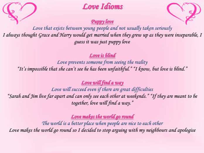 Thành ngữ tiếng Anh về tình yêu