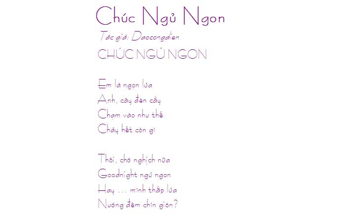 Thơ chúc người yêu ngủ ngon